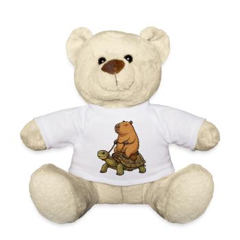 Capybara reitet Schildkröte Cartoon - Teddy - Weiß - Vorne