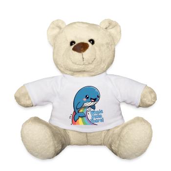 Rainbow Whale Hello There - Teddy Bear - white - Front
