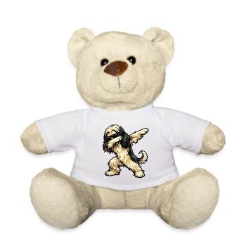 Dabbing Afghan Greyhound - Teddy Bear - white - Front