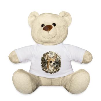 Chihuahua in vintage style with mountain landscape - Teddy Bear - white - Front