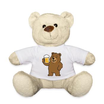 Bear with beer glass - Teddy Bear - white - Front