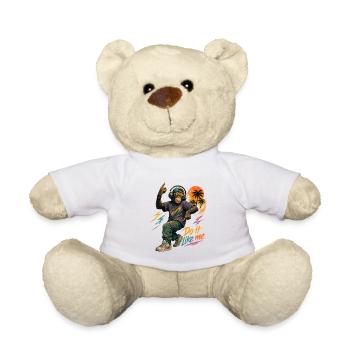 Cool Hip-Hop Monkey with Headphones – Do It Like Me - Teddy Bear - white - Front