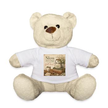 Décoration de thé au café pour l’affiche de cœur lent des matins lents - Nounours - blanc - Devant