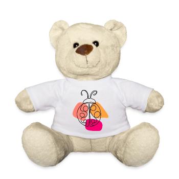 Hand Drawn One Line Ladybug - Teddy Bear - white - Front