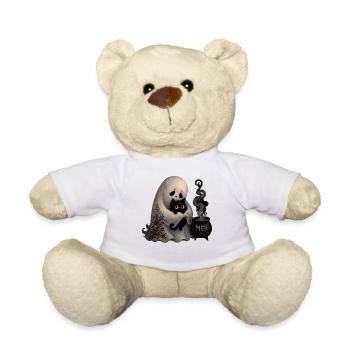 Ghost Cat Cauldron MEH T-Shirt Halloween - Teddy Bear - white - Front