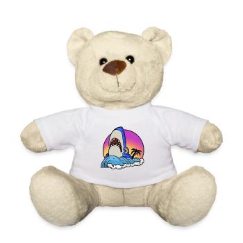 Shark surfer at sunset wave - Teddy Bear - white - Front