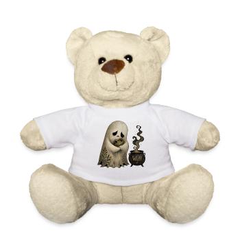 Cute Ghost Halloween Vintage T-Shirt Motif - Teddy Bear - white - Front