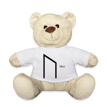 Uruz Rune mit Name Schwarz – Wikinger Futhark - Teddy - Weiß - Vorne