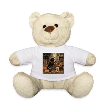 Black Cat Floral Shop T-Shirt Vintage Goth - Nounours - blanc - Devant