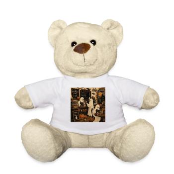 Halloween café with ghosts and pumpkins trend - Teddy Bear - white - Front