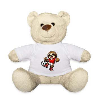 Un joli paresseux jouant au football - Nounours - blanc - Devant