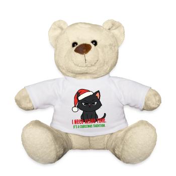 Wütender Weihnachtskatzen-Weihnachtsmütze braucht Zeit für sich allein - Teddy - Weiß - Vorne