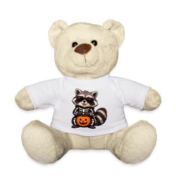 Skelett-Raccoon mit Kürbis - Teddy - Weiß - Vorne