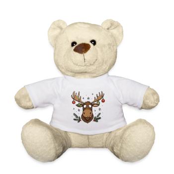 Lustiger Elch mit Christbaumkugeln - Teddy - Weiß - Vorne