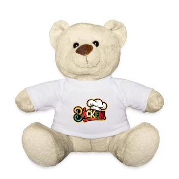 Backen mein Hobby - buntes Bäckermotiv - Teddy - Weiß - Vorne
