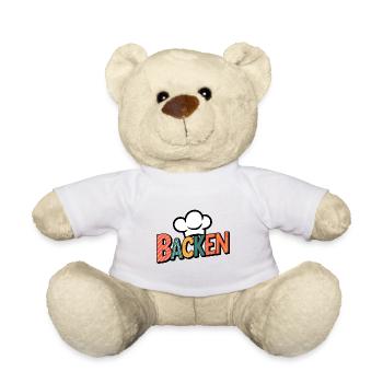 Backen mein Hobby - buntes Bäckermotiv - Teddy - Weiß - Vorne