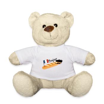 Bonjour - Funny French Baguette - Teddy Bear - white - Front