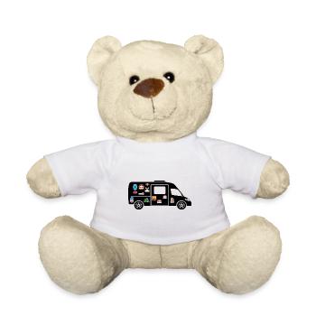 Van with Stickers - Teddy Bear - white - Front