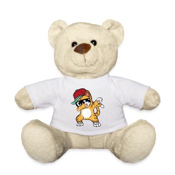 Retro Vintage Grunge Style Dabbing Dab chat - Nounours - blanc - Devant