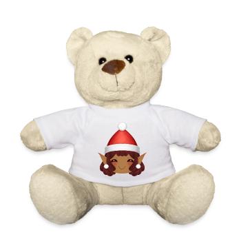 Adorable Nöel's Elf with Santa's Cap - Teddy Bear - white - Front