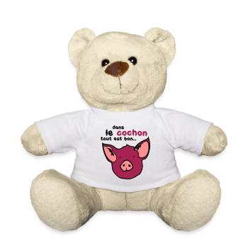 cochon tout est bon humour citation - Nounours - blanc - Devant