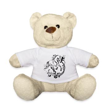 Elegant Black and White Horse Design - Teddy Bear - white - Front