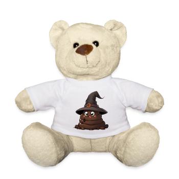 Drôle de tas de caca d’Halloween avec chapeau de sorcière. - Nounours - blanc - Devant