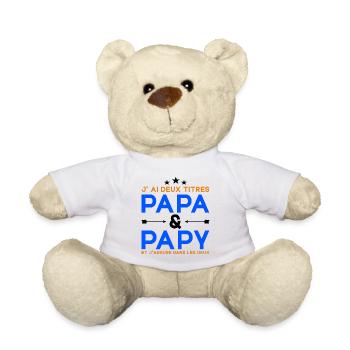 J'ai Deux Titres Papa et Papy Cadeau Fête des Père - Nounours - blanc - Devant