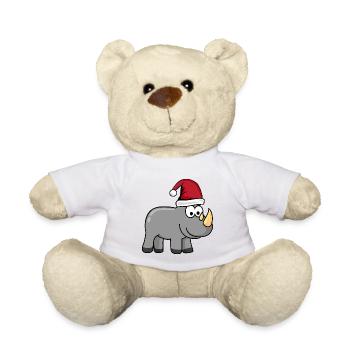 Bande dessinée de Noël Rhinocéros - Nounours - blanc - Devant
