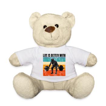 life is better with bodybuilding GYM Bodybuilder - Teddy Bear - white - Front