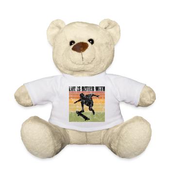 La vie est meilleure sur mon skateboard skate skateboarder - Nounours - blanc - Devant