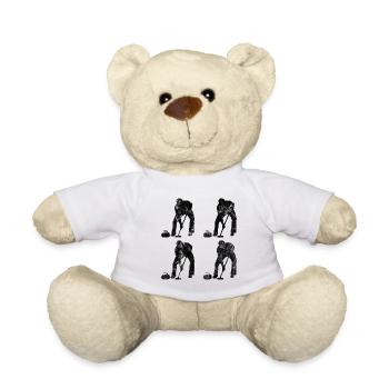 Eis Curling Curler Eisstockschießen Retro Geschenk - Teddy - Weiß - Vorne