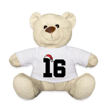 16 Zahl Weihnachten - Teddy - Weiß - Vorne
