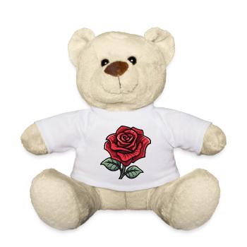 Rose Symbole Amour - Nounours - blanc - Devant