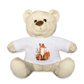Fox with flowers - Teddy Bear - white - Front