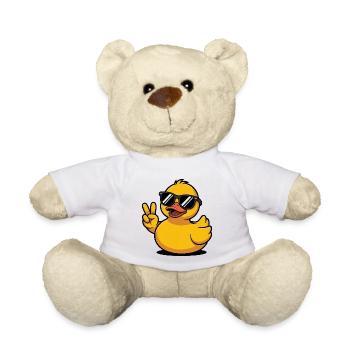 Cool Yellow Rubber Duck with Sunglasses Peace - Teddy Bear - white - Front