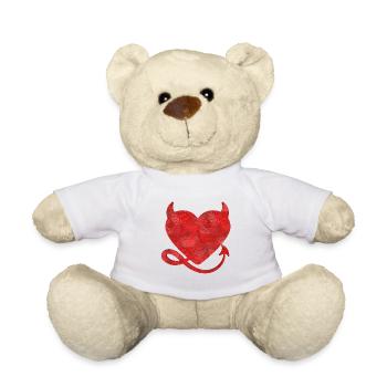 Teufelsherz Herz mit Hörner Design - Teddy - Weiß - Vorne