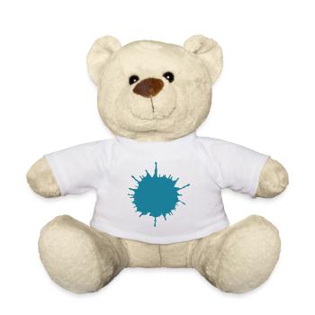 goutte de peinture éclaboussure de cadeau bleu - Nounours - blanc - Devant