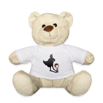 Kind mit Schatten des Superhelden - Teddy - Weiß - Vorne