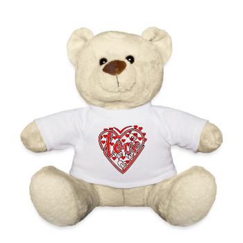 Amour avec cœur - Saint-Valentin, Fête des mères, Fête des pères - Nounours - blanc - Devant