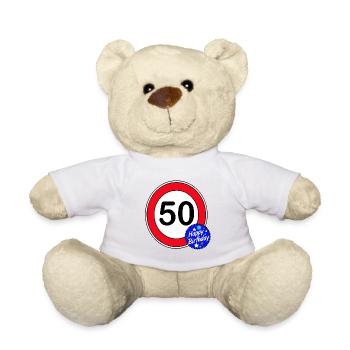 50e anniversaire, 50 ans , joyeux anniversaire (25) - Nounours - blanc - Devant