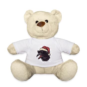 Rabe Krähe Weihnachten Lustig - Teddy - Weiß - Vorne