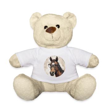 Cheval avec des lunettes - Nounours - blanc - Devant