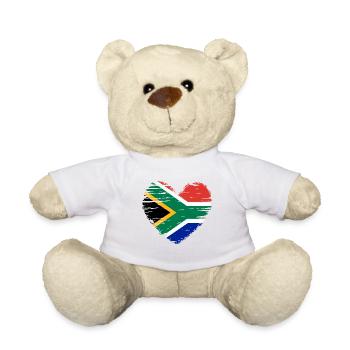 Coeur, drapeau, drapeau et armoiries de l'Afrique du Sud. - Nounours - blanc - Devant