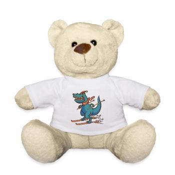 Ski Dino Skifahren Skifahrer Wintersport Kinder - Teddy - Weiß - Vorne