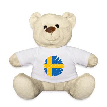 Suède Drapeau Scandinavie Drapeau suédois - Nounours - blanc - Devant