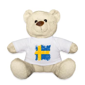 Suède Drapeau Scandinavie Drapeau suédois - Nounours - blanc - Devant