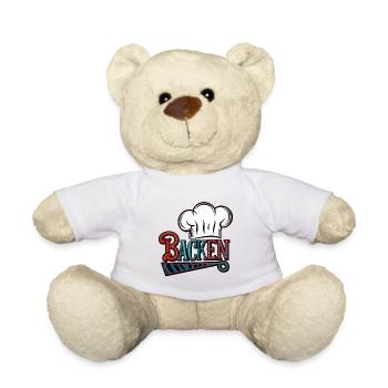 Backen mein Hobby - buntes Bäckermotiv - Teddy - Weiß - Vorne