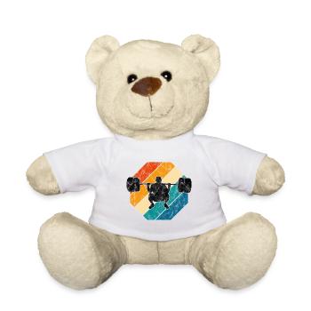 Bodybuilding Bodybuilder GYM Fitnessstudio Retro - Teddy Bear - white - Front