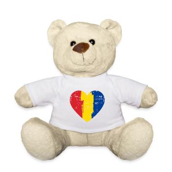 Drapeau du cœur de la Roumanie - Nounours - blanc - Devant